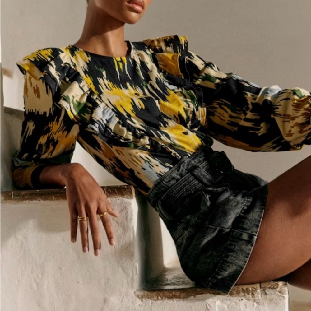 Sezane Boby Shirt Cornelia Print - Size 10 (42)